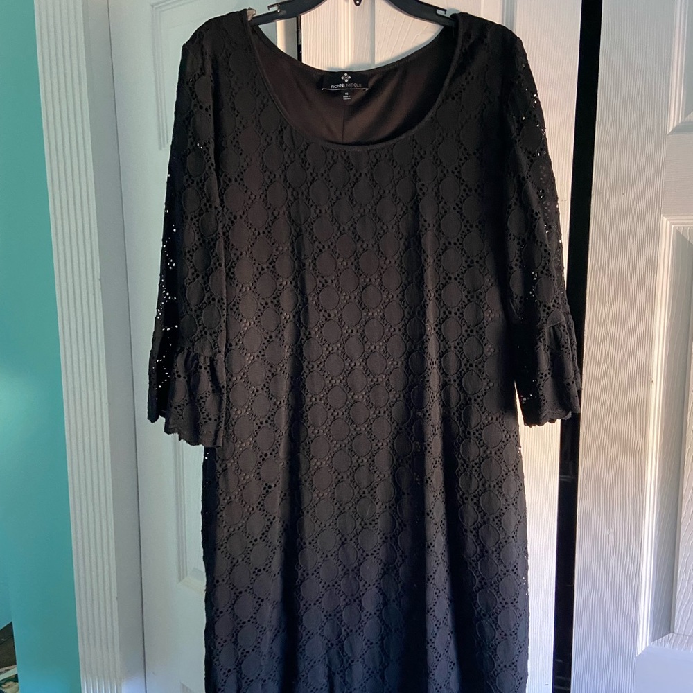 Black lace dress with ruffle sleeve